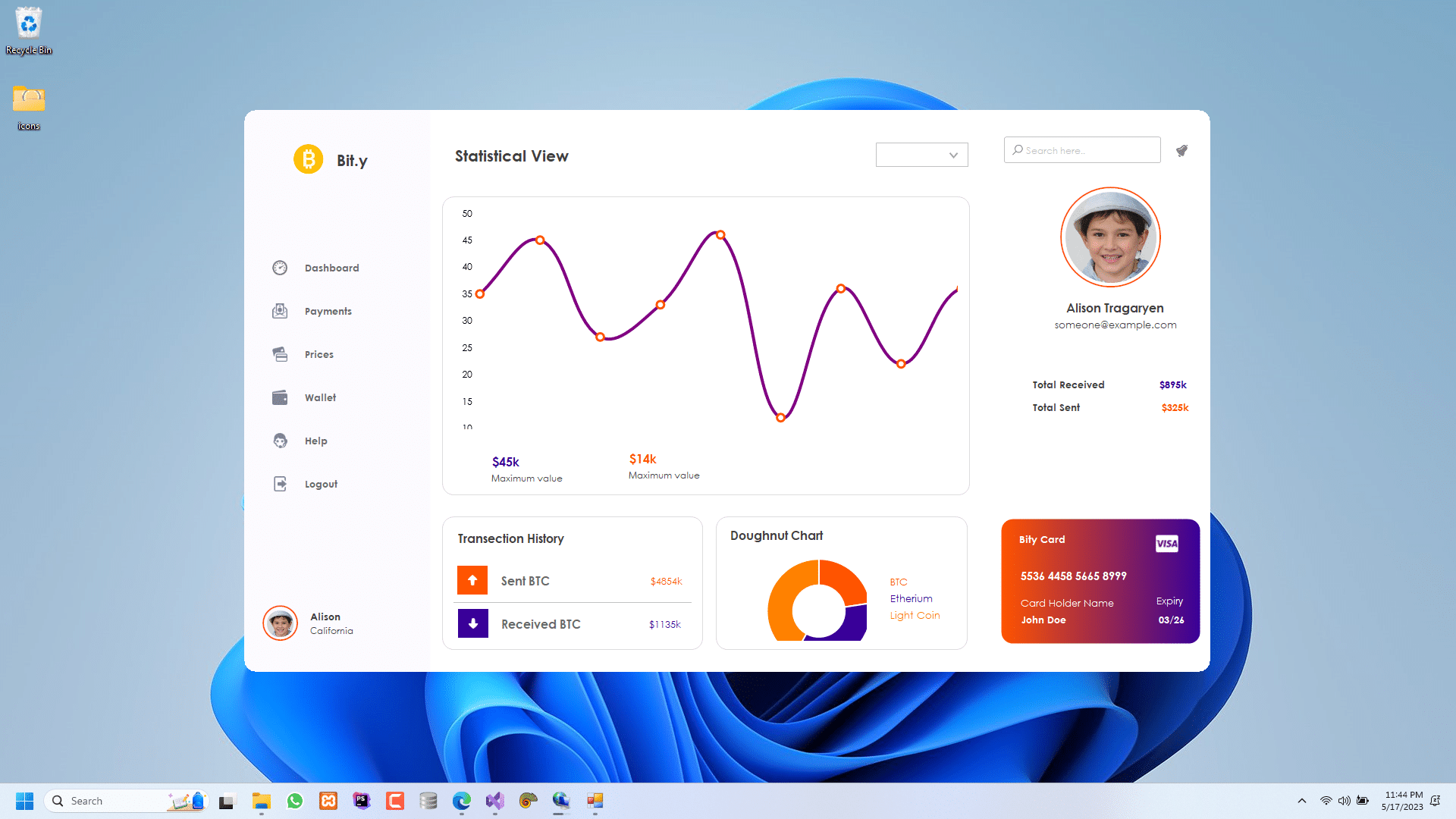 Cryptocurrency UI dashboard inspiration – Create Stunning Dashboards with Bunifu Framework in C# and VB.NET